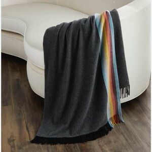 Paul Smith Artist Stripe Wool/ Cashmere Blend Throw Blanket with Fringe